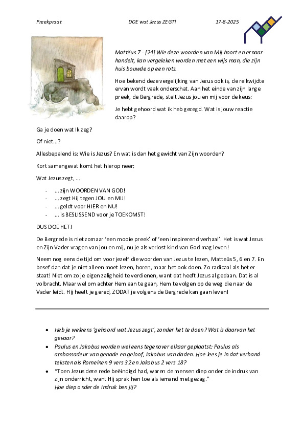 preekpraat doe wat jezus zegt